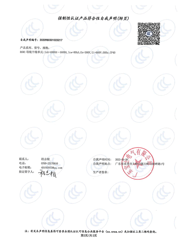 强制性认证产品符合性自我声明